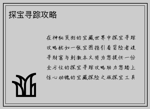 探宝寻踪攻略